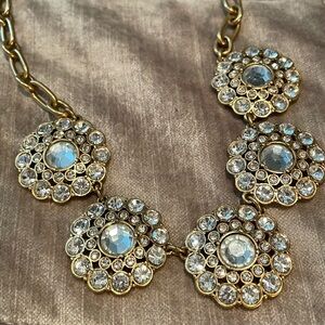 J. Crew Gold Disc Crystal Sunburst Necklace 17”